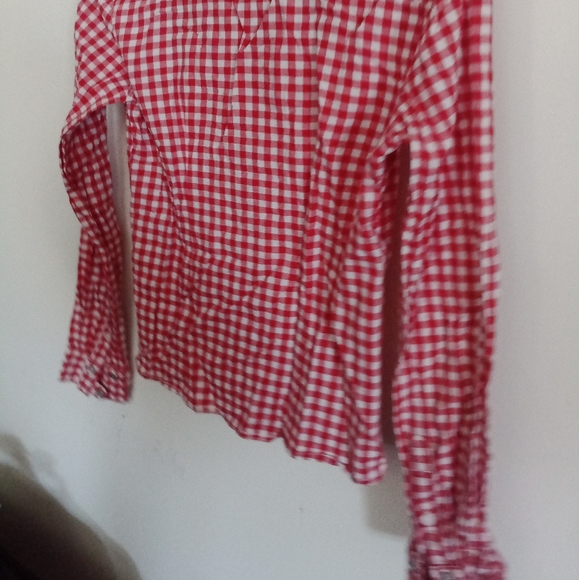 Gingham red and white shirt size S - Picture 7 of 8